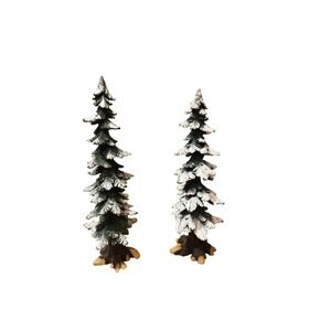 OWELL Christmas Village Trees Figurines Set w/ First‎ Avenue Sign Holiday Rear